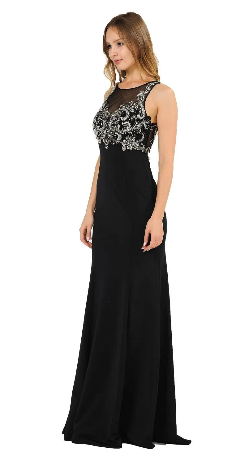 Poly USA 8348 Mermaid Sleeveless Gown with Keyhole Back