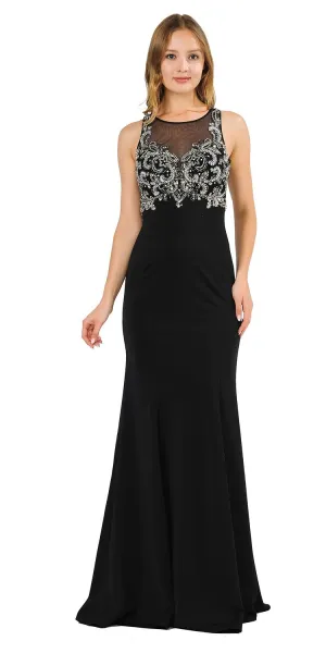 Poly USA 8348 Mermaid Sleeveless Gown with Keyhole Back