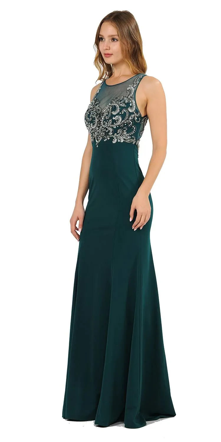 Poly USA 8348 Mermaid Sleeveless Gown with Keyhole Back
