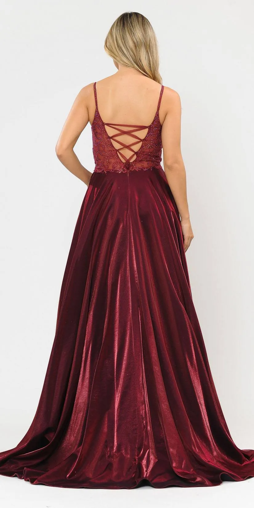 Poly USA 8576 Beaded Long Prom Dress with Pockets