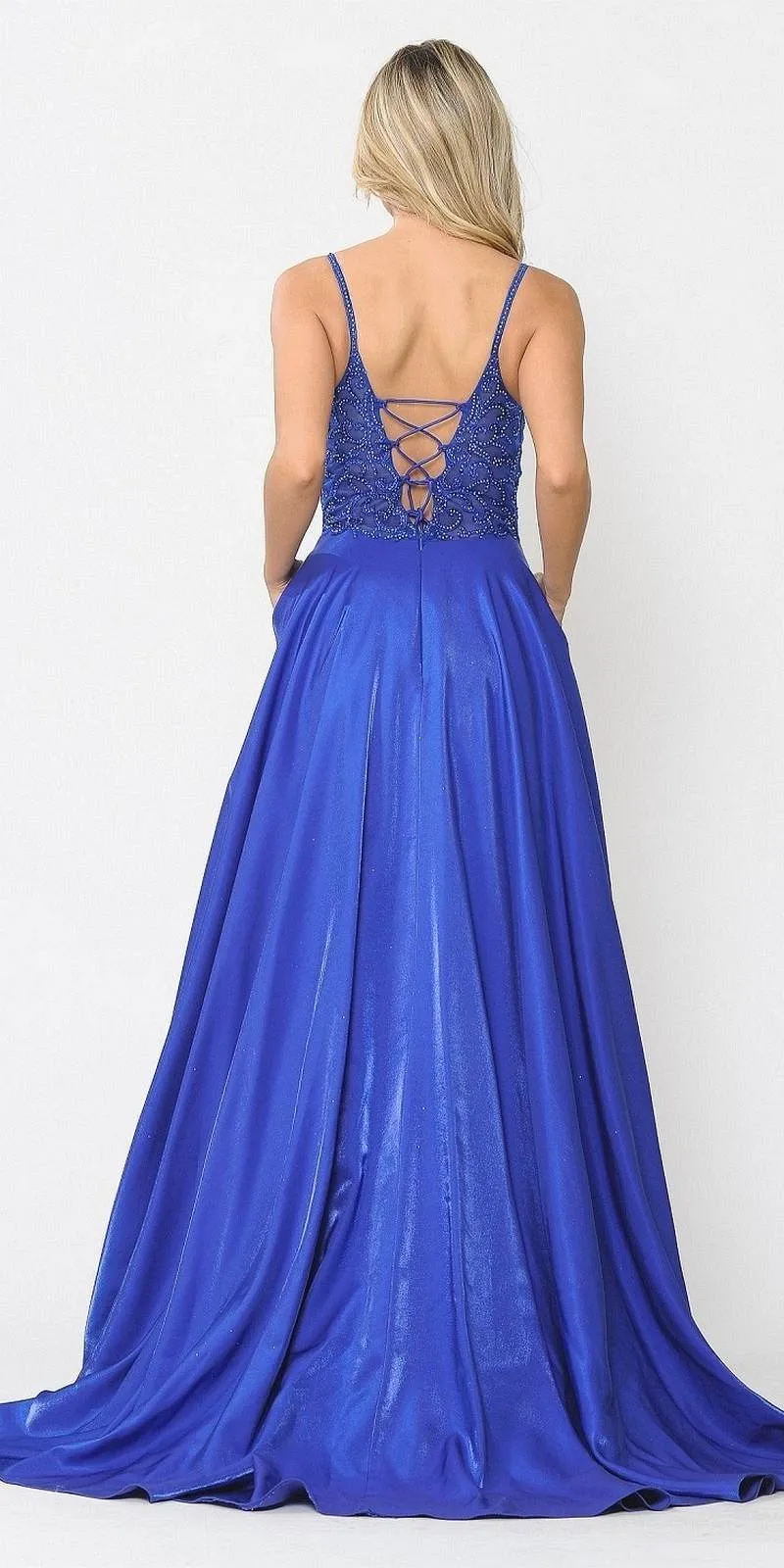 Poly USA 8576 Beaded Long Prom Dress with Pockets