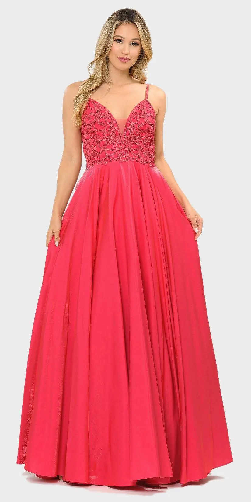 Poly USA 8576 Beaded Long Prom Dress with Pockets