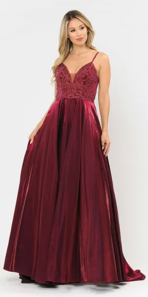 Poly USA 8576 Beaded Long Prom Dress with Pockets