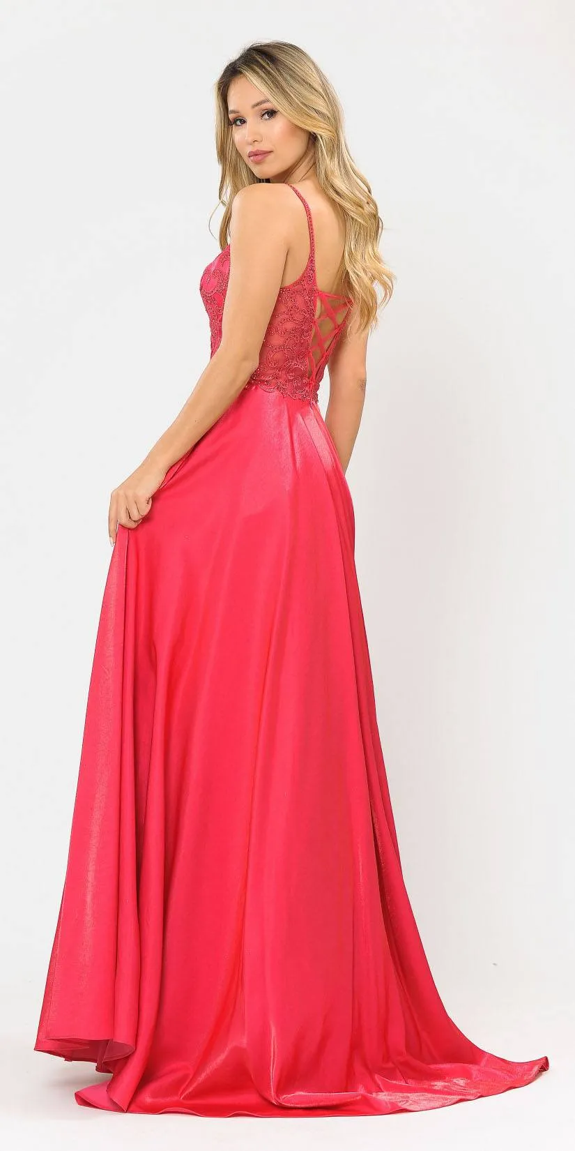 Poly USA 8576 Beaded Long Prom Dress with Pockets