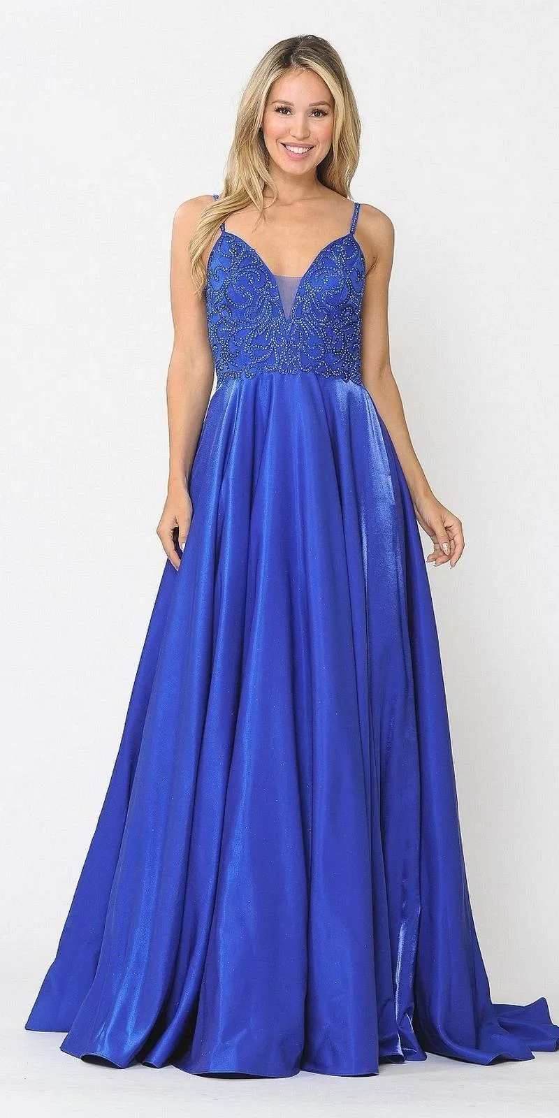 Poly USA 8576 Beaded Long Prom Dress with Pockets