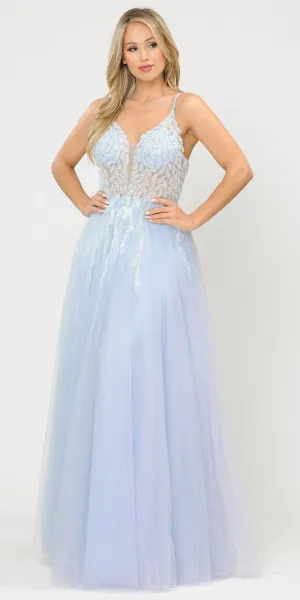 Poly USA 8718 Embellished Bodice Long Dress