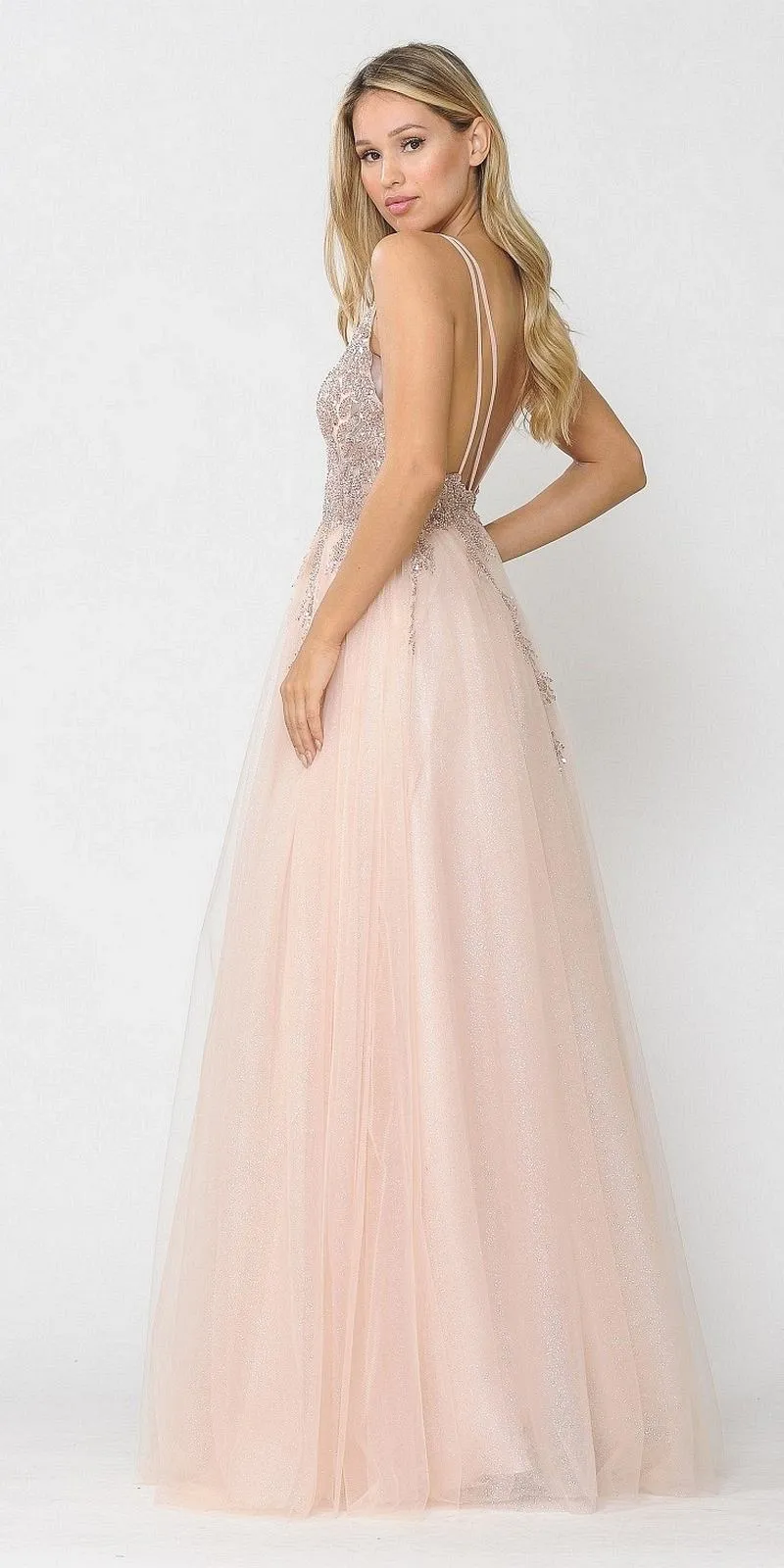 Poly USA 8718 Embellished Bodice Long Dress