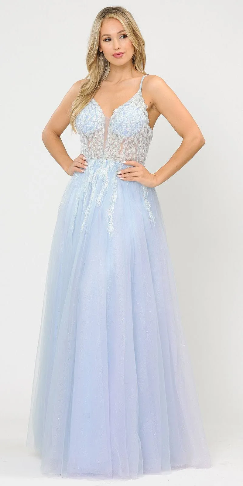 Poly USA 8718 Embellished Bodice Long Dress