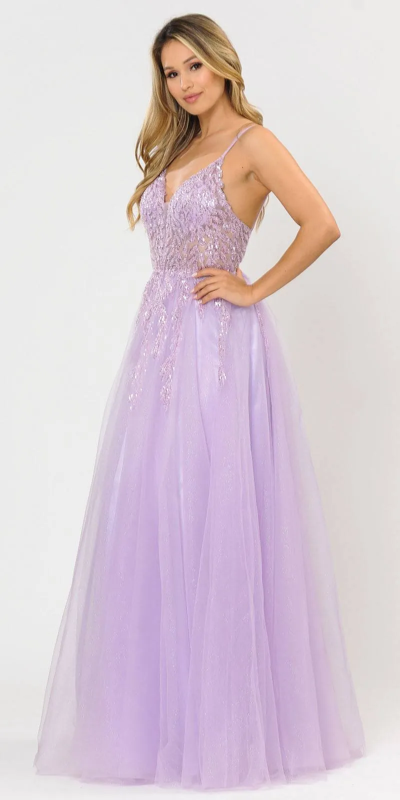Poly USA 8718 Embellished Bodice Long Dress