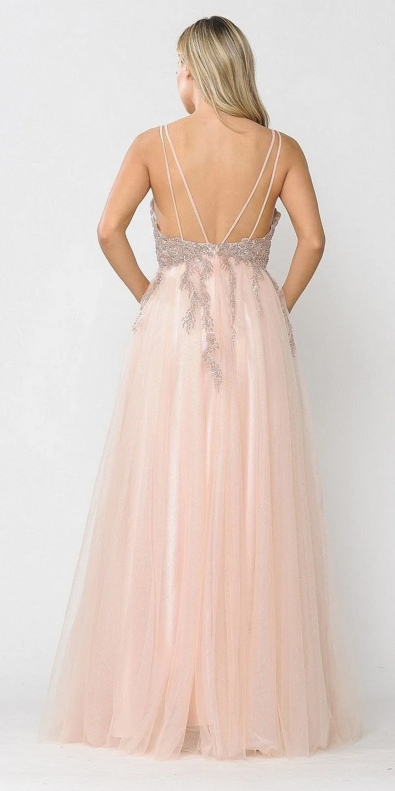 Poly USA 8718 Embellished Bodice Long Dress