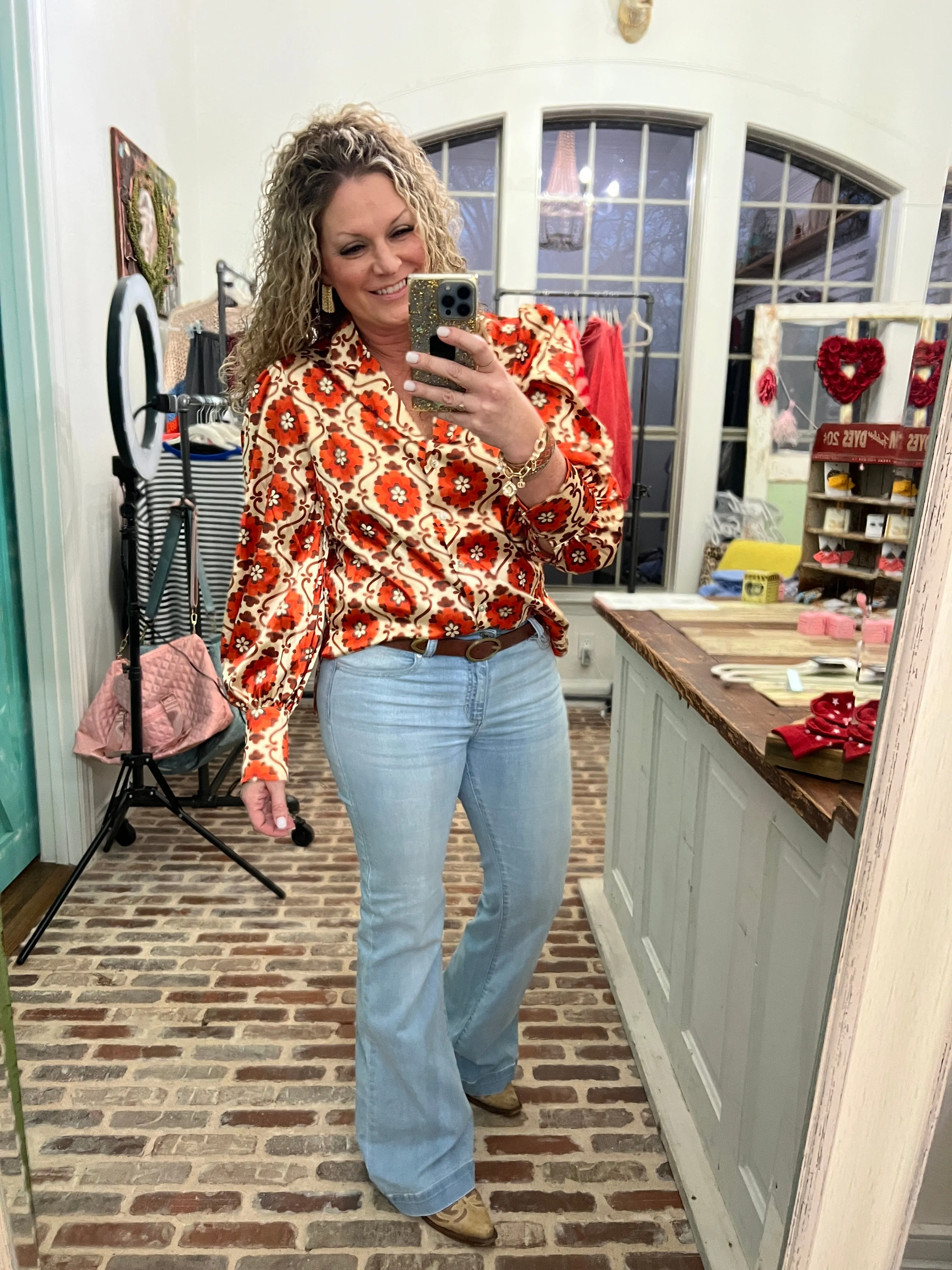 Poppies Pouf Sleeve Top