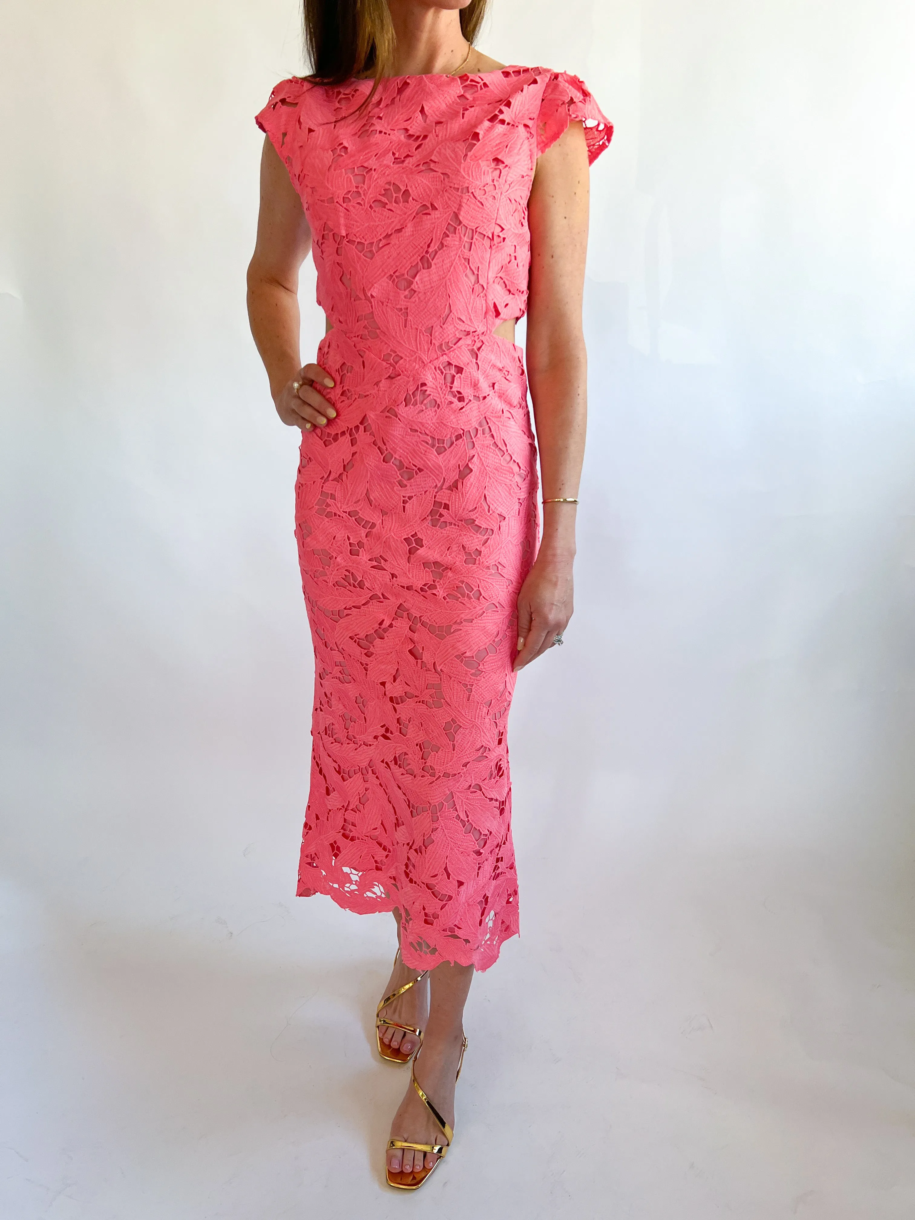 Portia 3D Lace Midi Dress