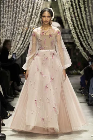 Preciosa Jhoti Embroidery Tulle Ball Gown with Pleated Skirt