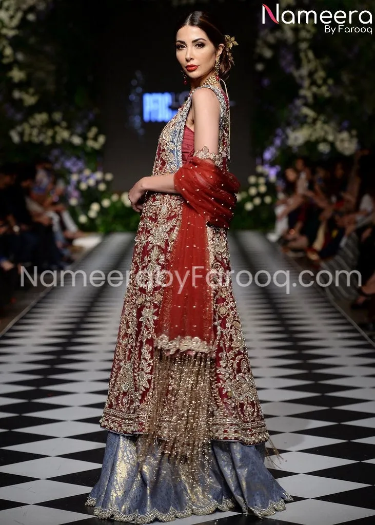 Premium Red Embroidered Bridal Lehenga Gown #BN130