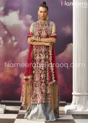 Premium Red Embroidered Bridal Lehenga Gown #BN130