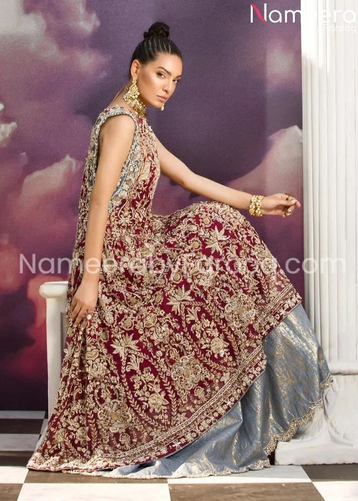 Premium Red Embroidered Bridal Lehenga Gown #BN130