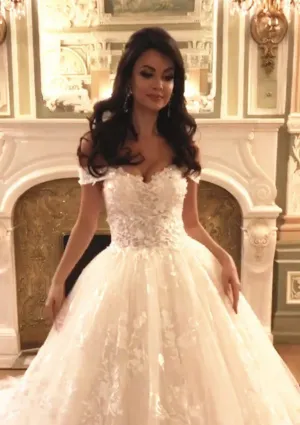 Princess Sweetheart Cathedral Ball Gown Lace Wedding Dress