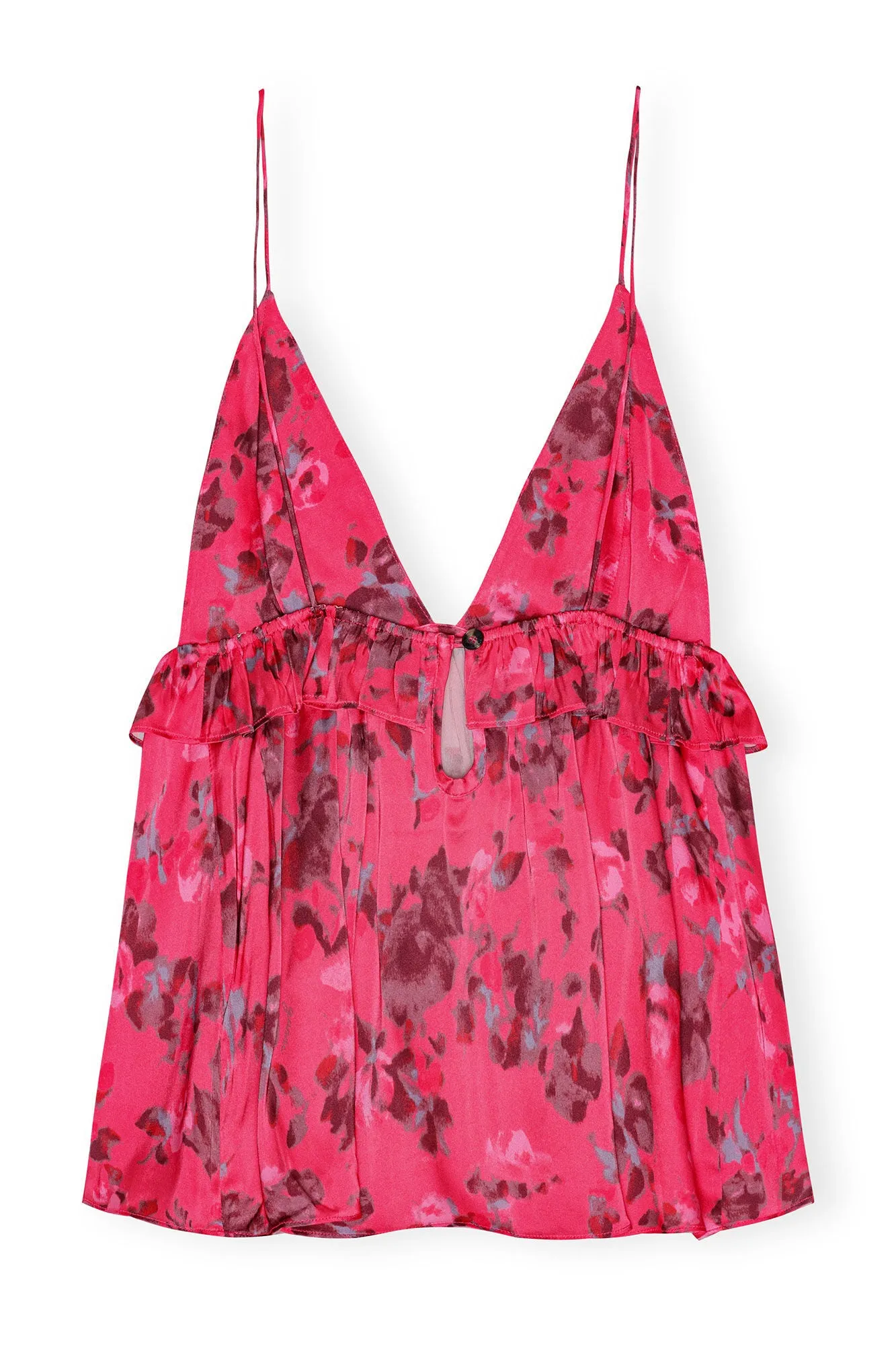 Printed Satin Strap Top | Raspberry Wine
