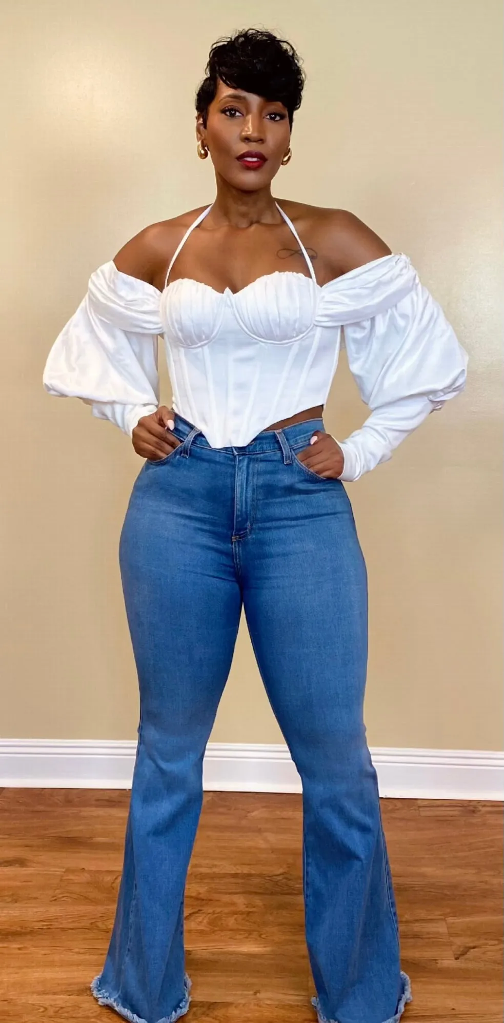 PUFF SLEEVE CORSET TOP