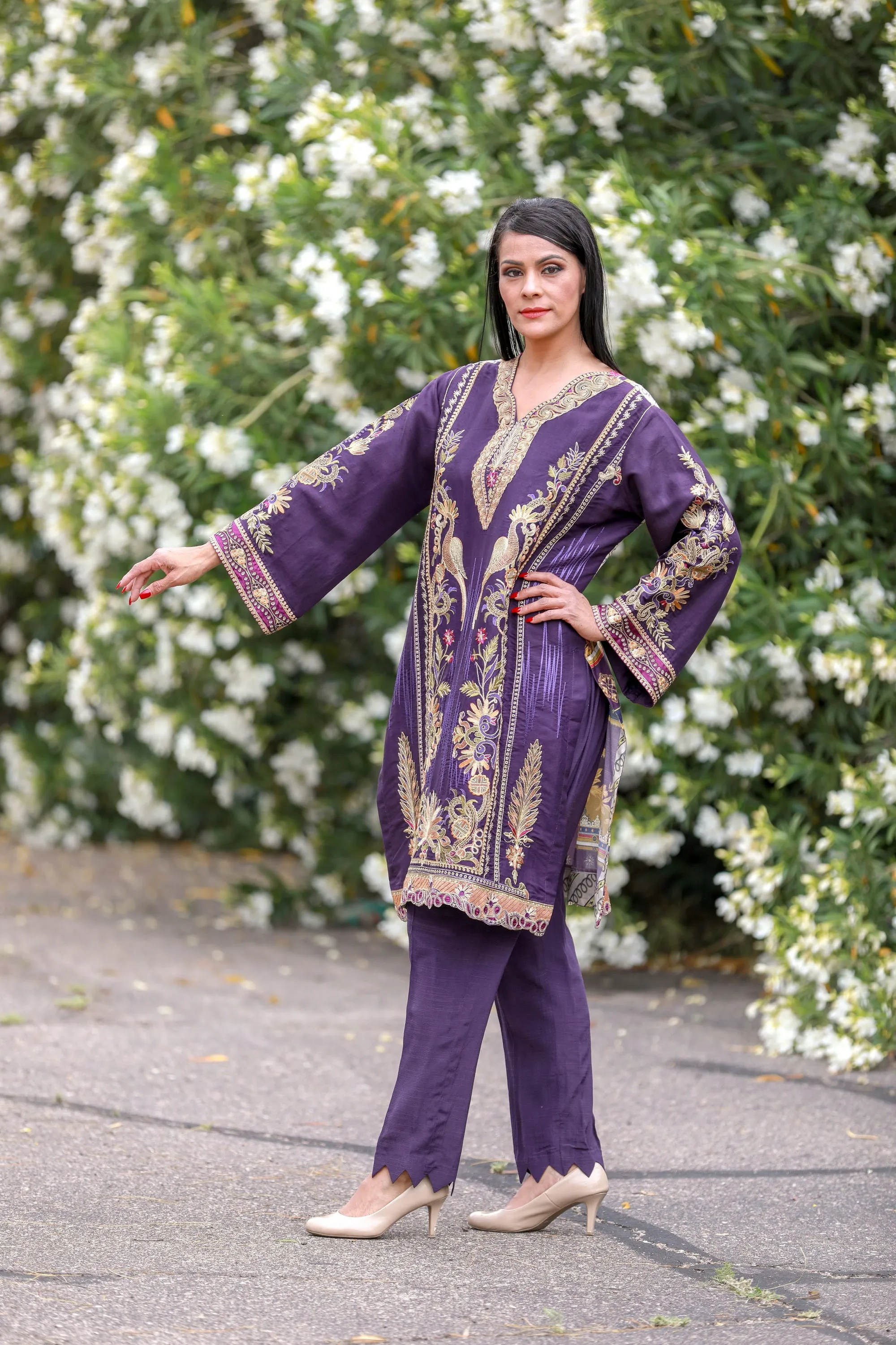 Purple Silk Rayon Mix Suit - Salwar Kameez