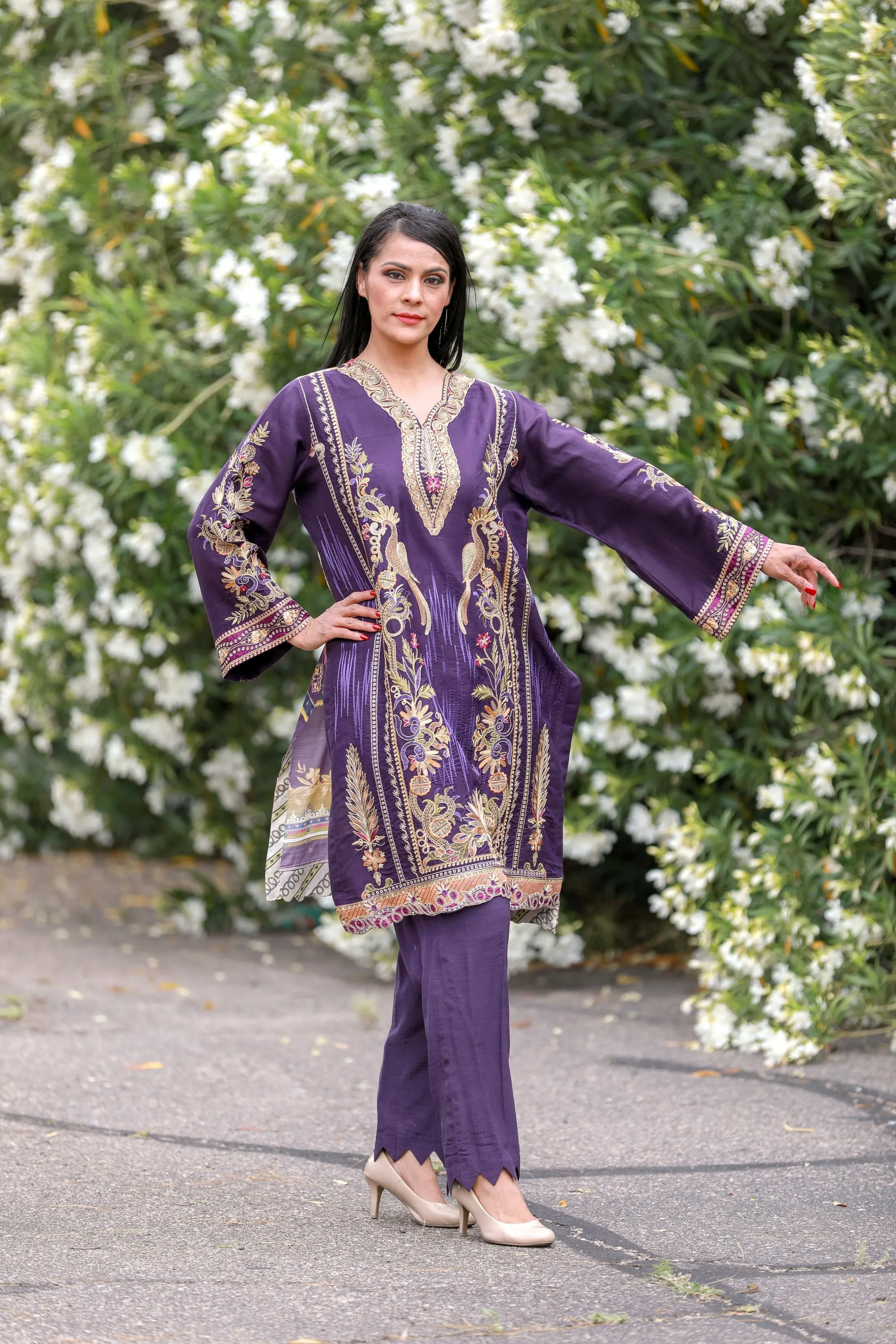 Purple Silk Rayon Mix Suit - Salwar Kameez