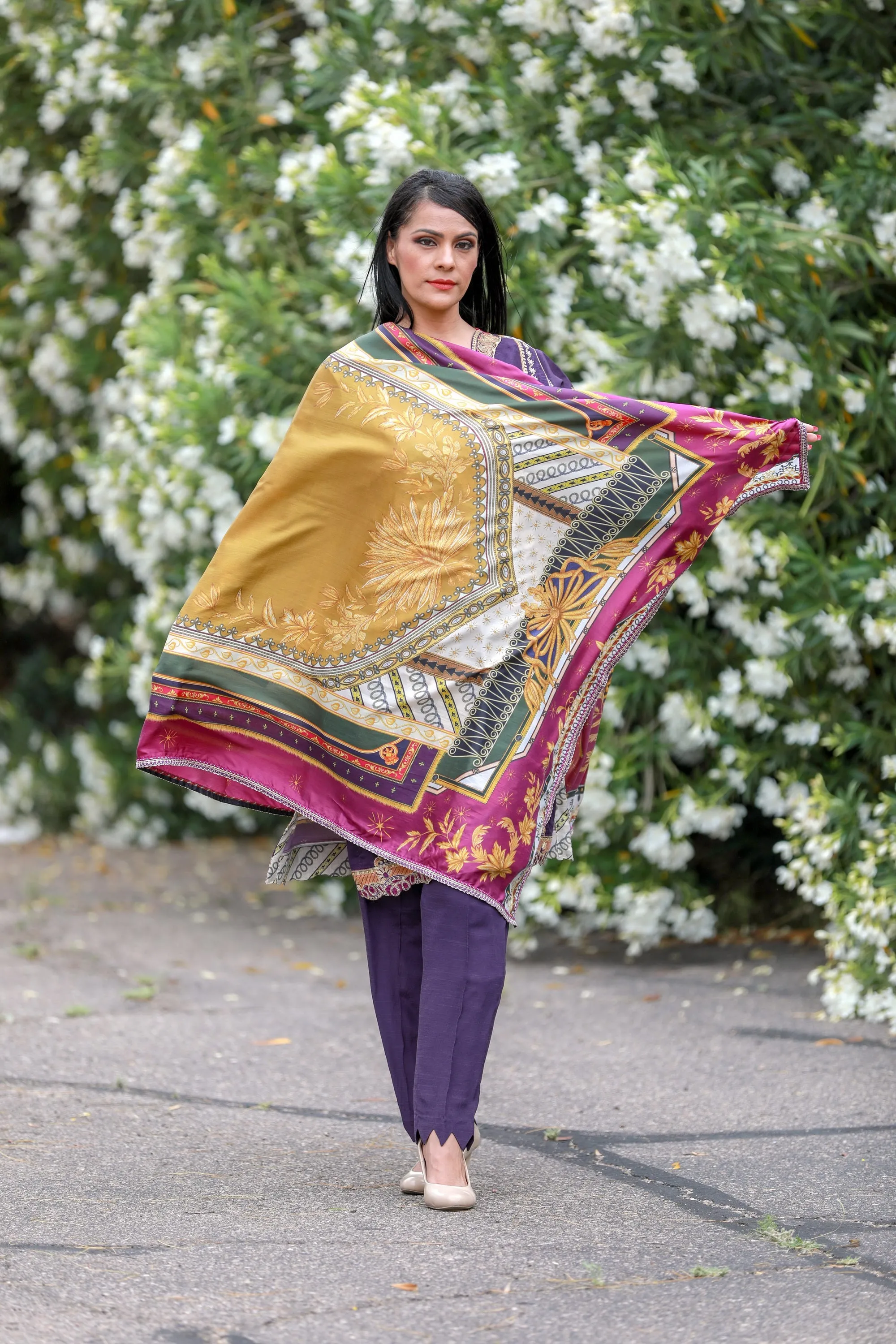 Purple Silk Rayon Mix Suit - Salwar Kameez