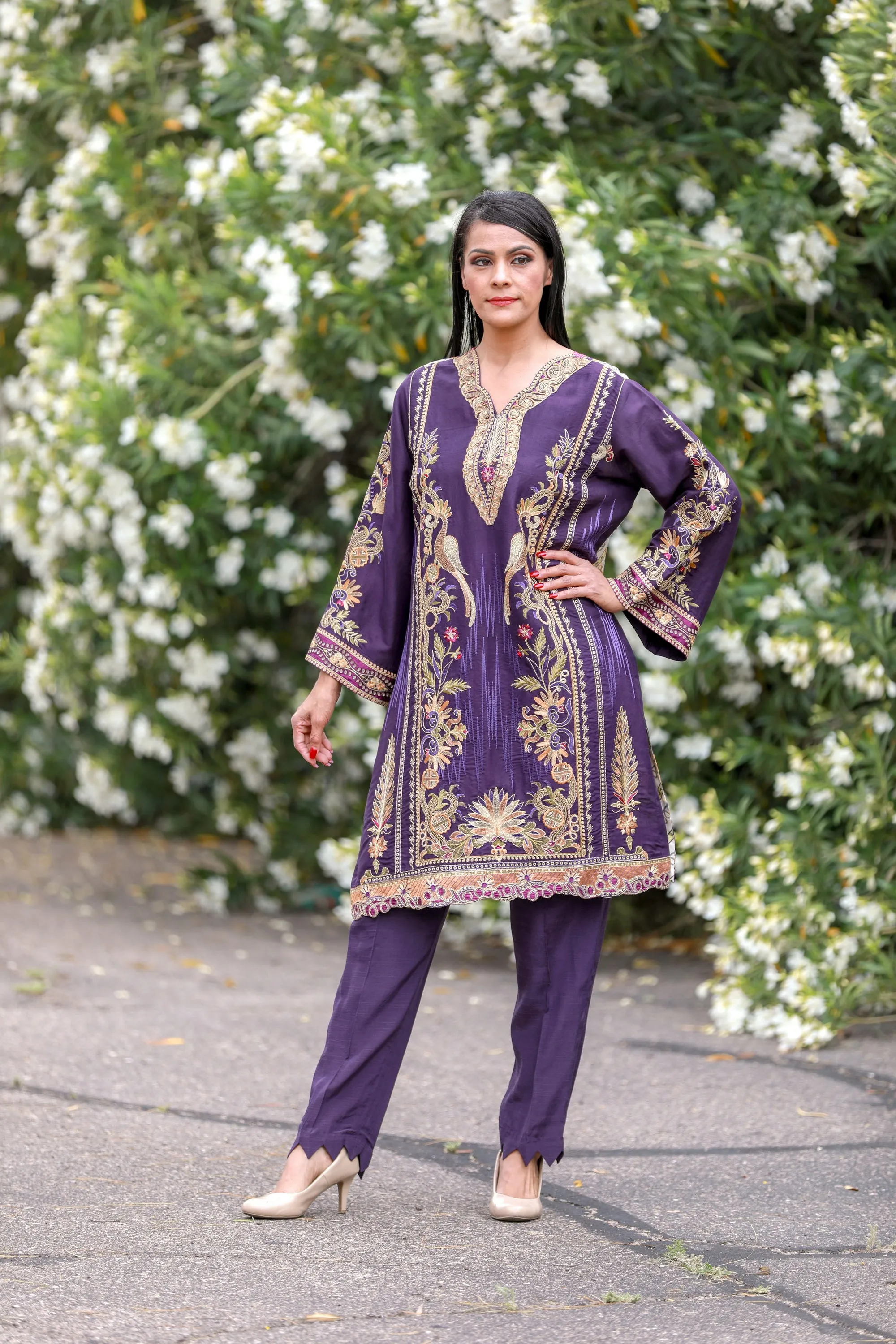 Purple Silk Rayon Mix Suit - Salwar Kameez