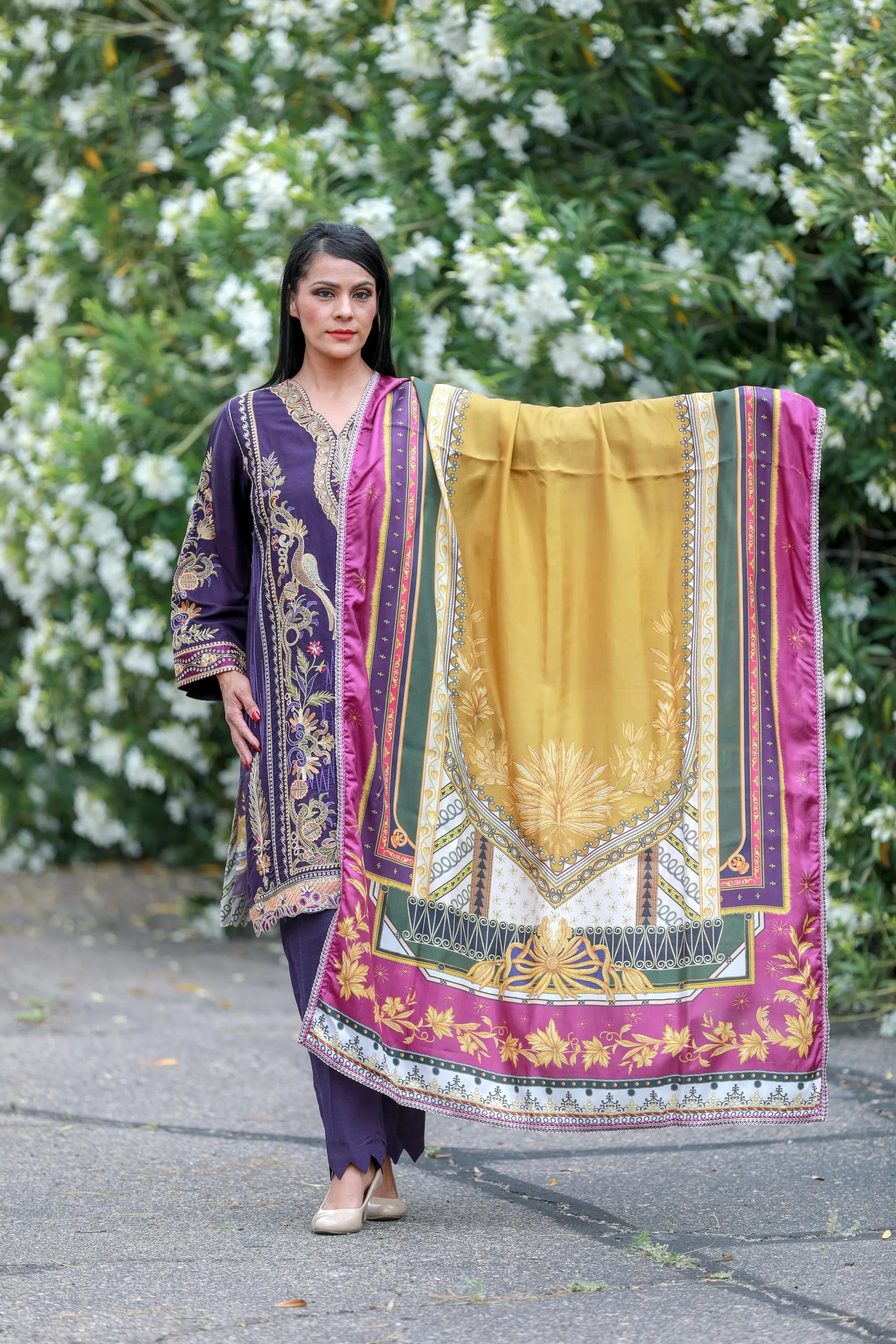 Purple Silk Rayon Mix Suit - Salwar Kameez