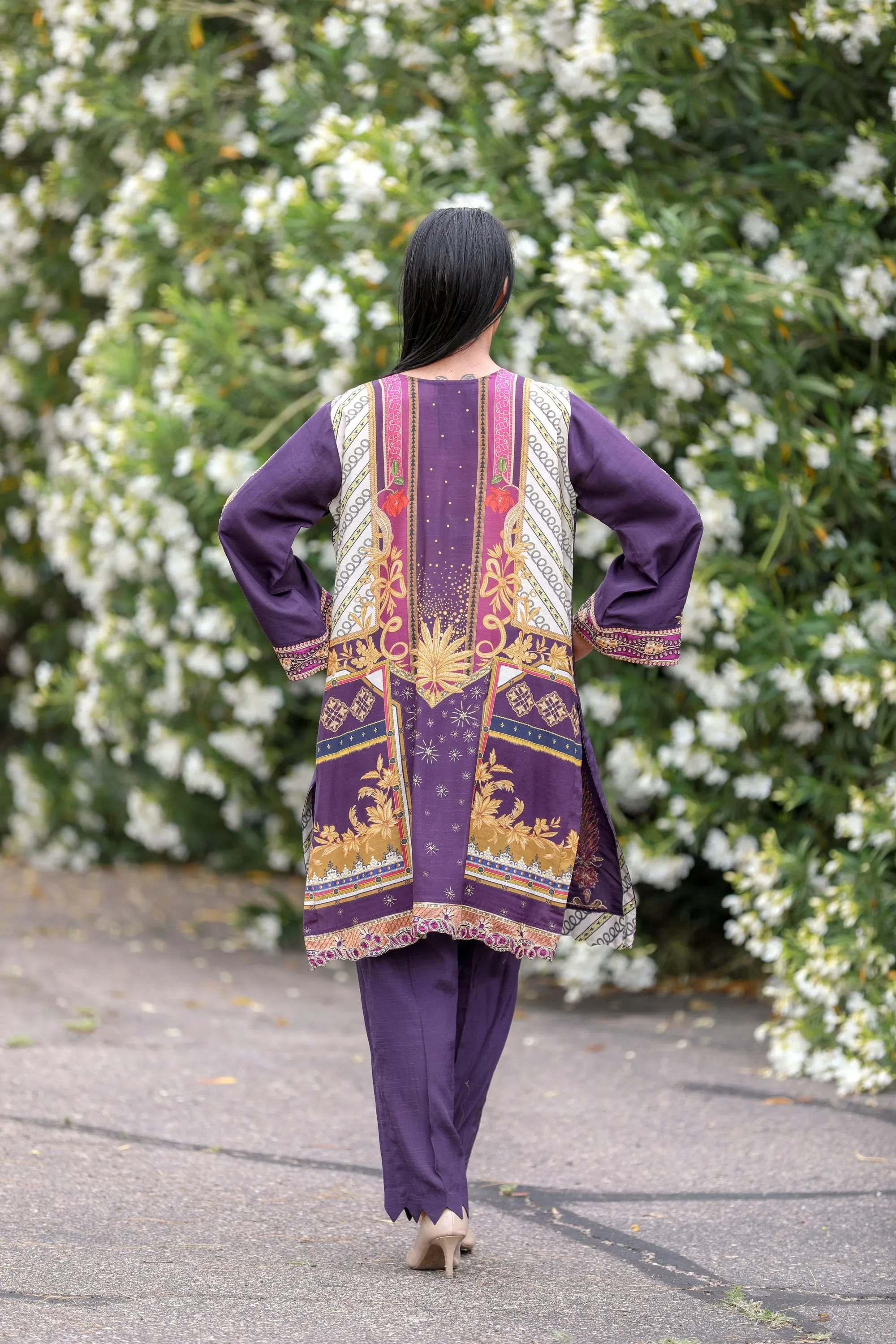 Purple Silk Rayon Mix Suit - Salwar Kameez