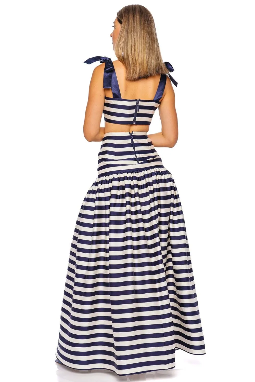 Quinn Striped Tie Shoulder Crop Top