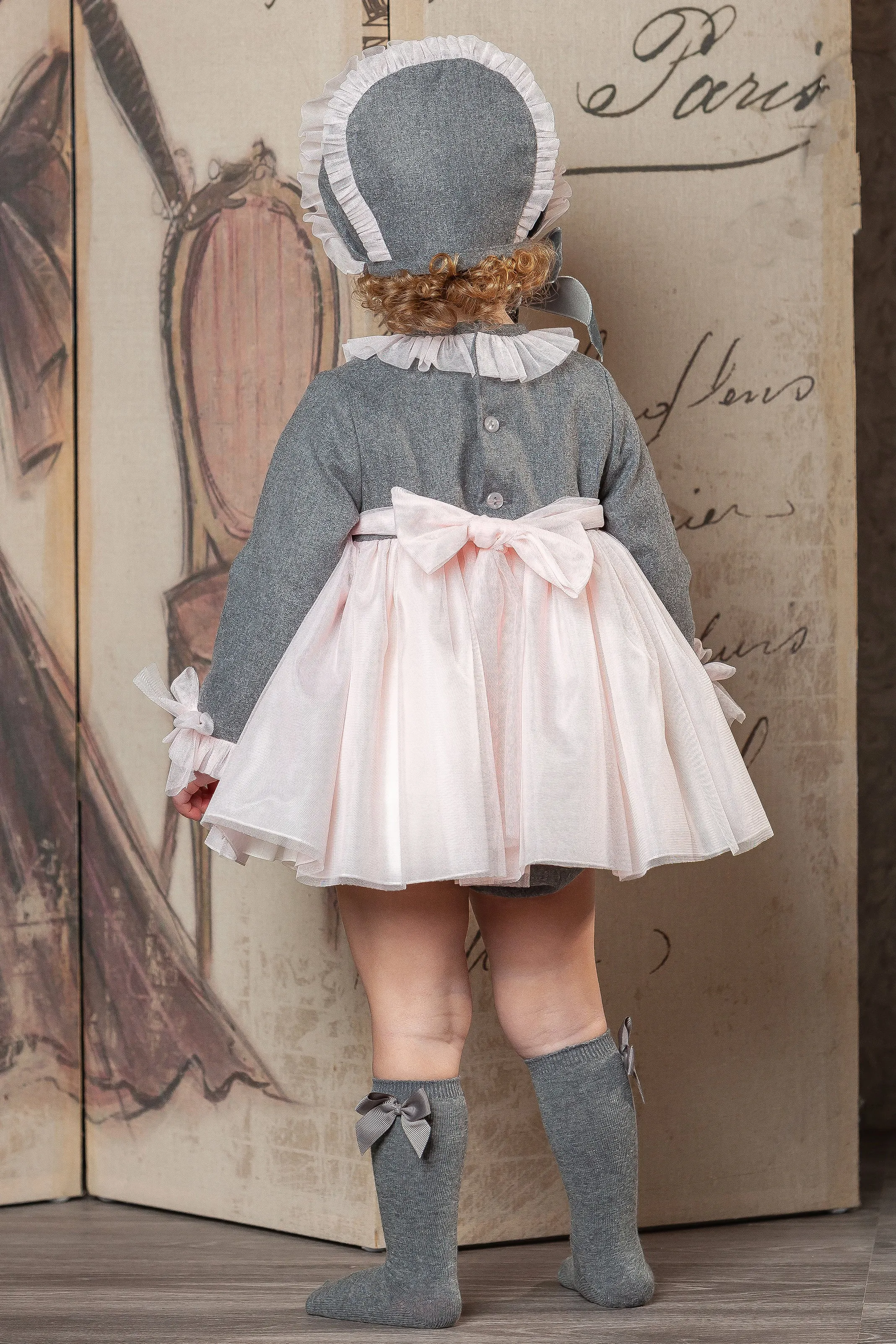 "Violette" Grey & Pink Tulle Dress Set