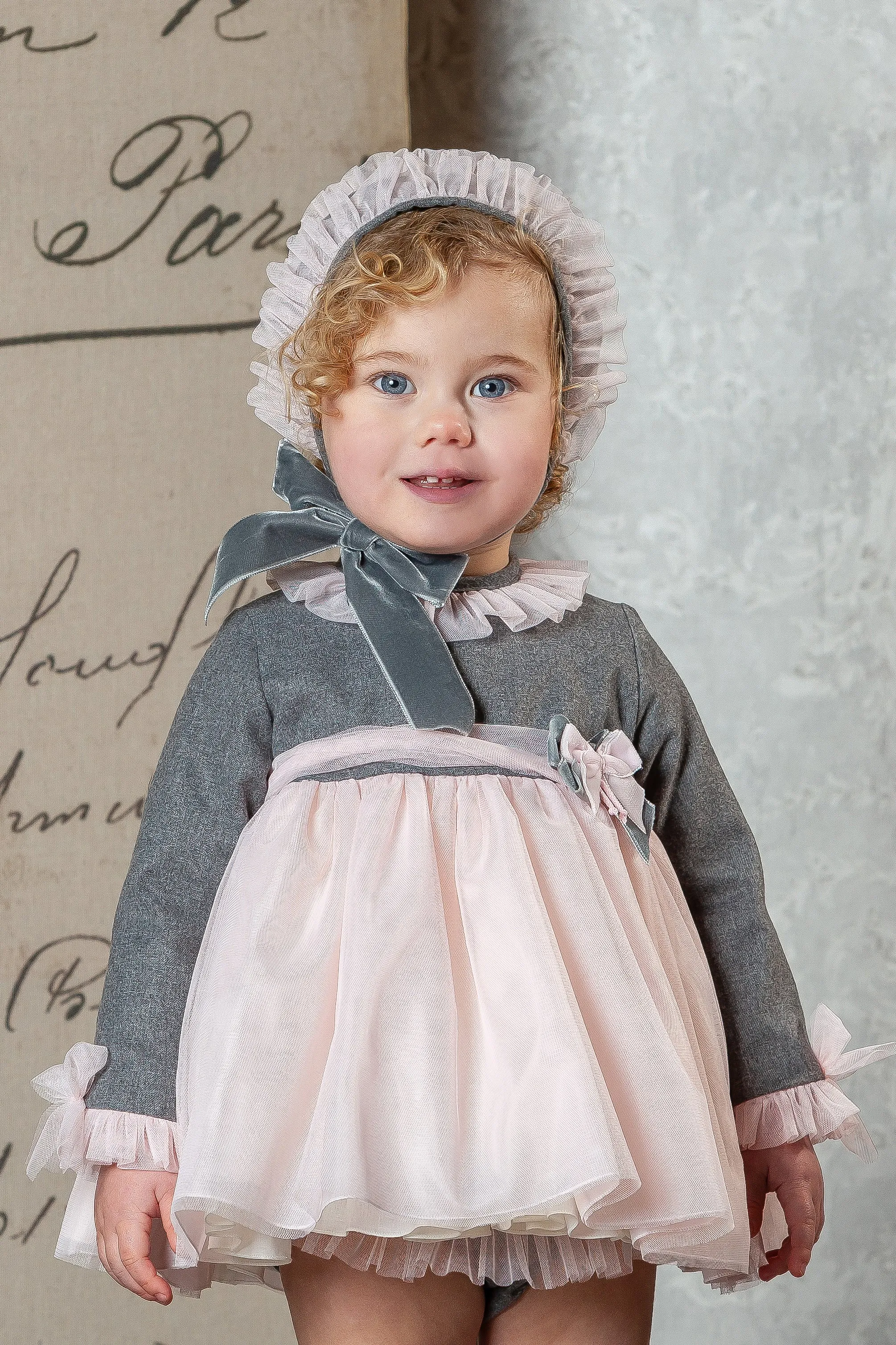 "Violette" Grey & Pink Tulle Dress Set