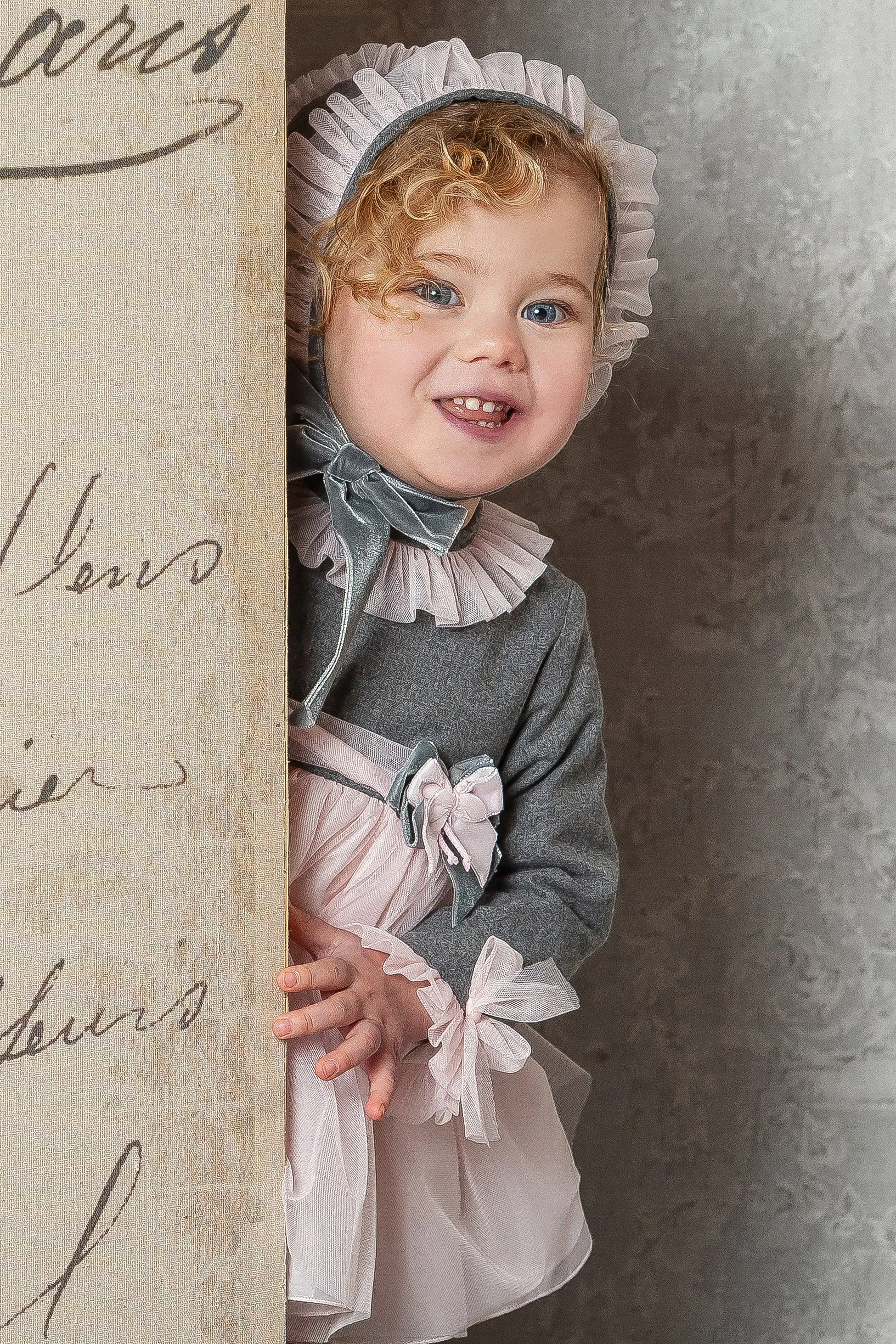 "Violette" Grey & Pink Tulle Dress Set