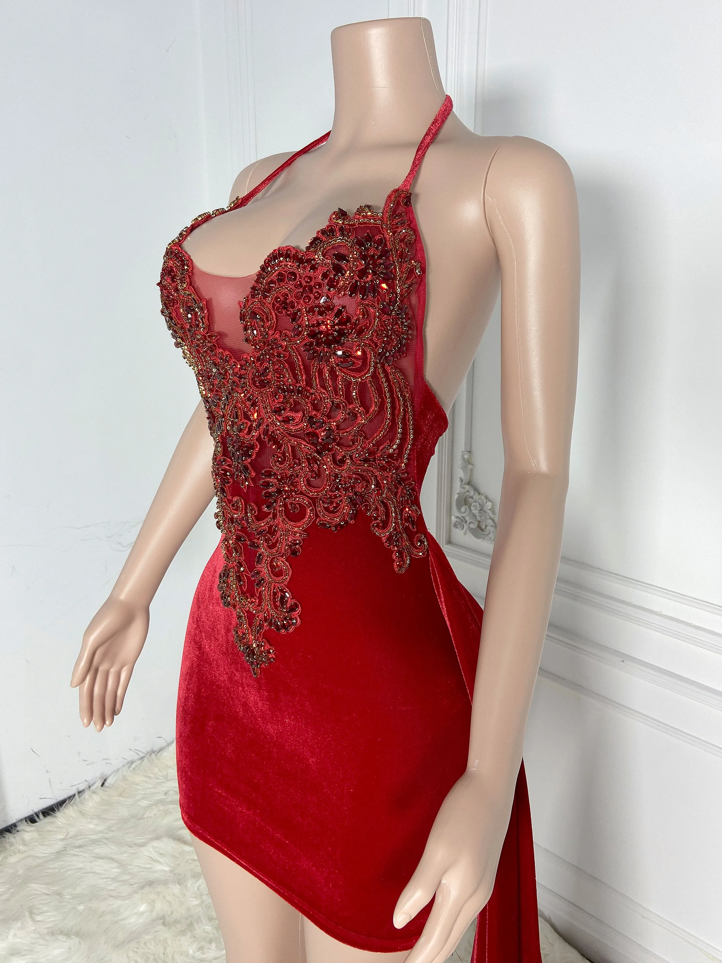 Radiant Red Cut Charm Mini Dress