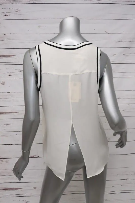 Rag & Bone Top Dana Vanilla Silk Size Small Sleeveless Split-Back Blouse NEW