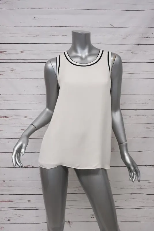 Rag & Bone Top Dana Vanilla Silk Size Small Sleeveless Split-Back Blouse NEW