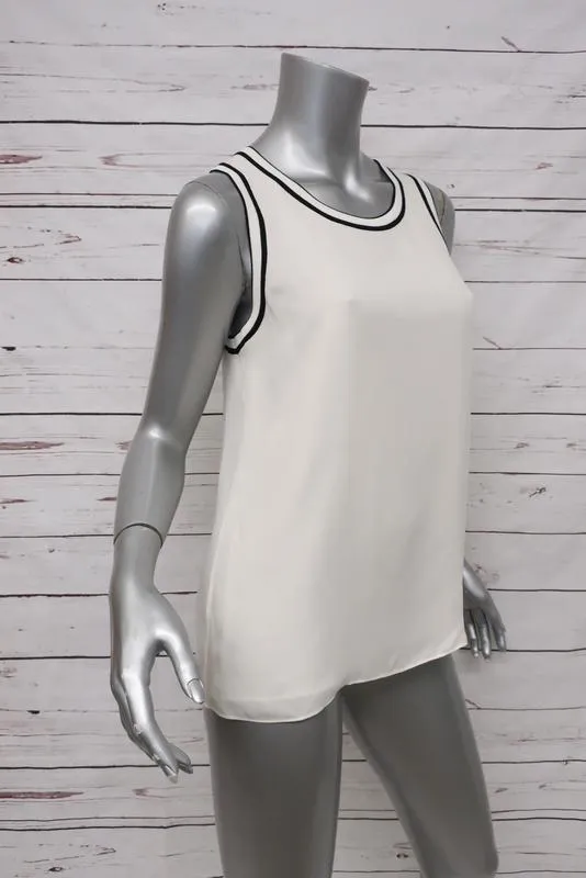 Rag & Bone Top Dana Vanilla Silk Size Small Sleeveless Split-Back Blouse NEW