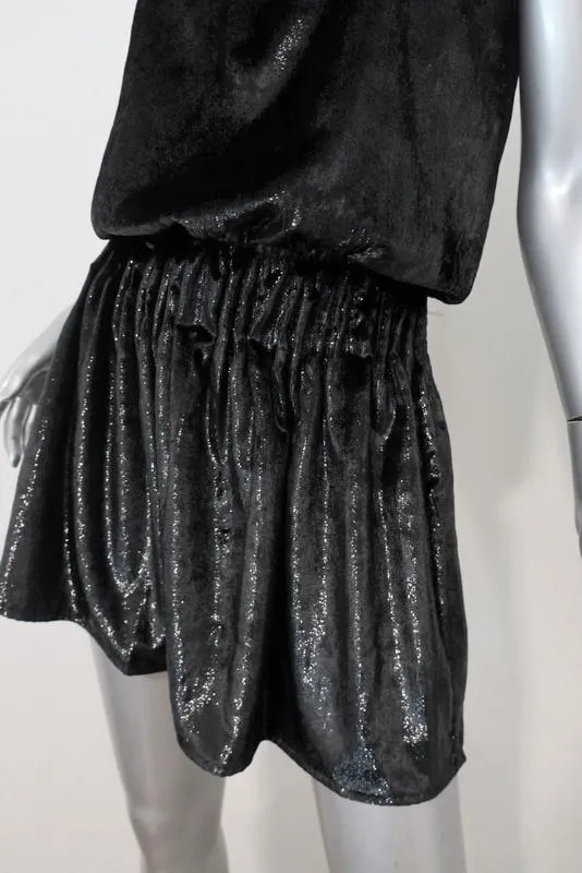 Ramy Brook Mini Dress Lori Black Metallic Velvet Size Extra Small NEW