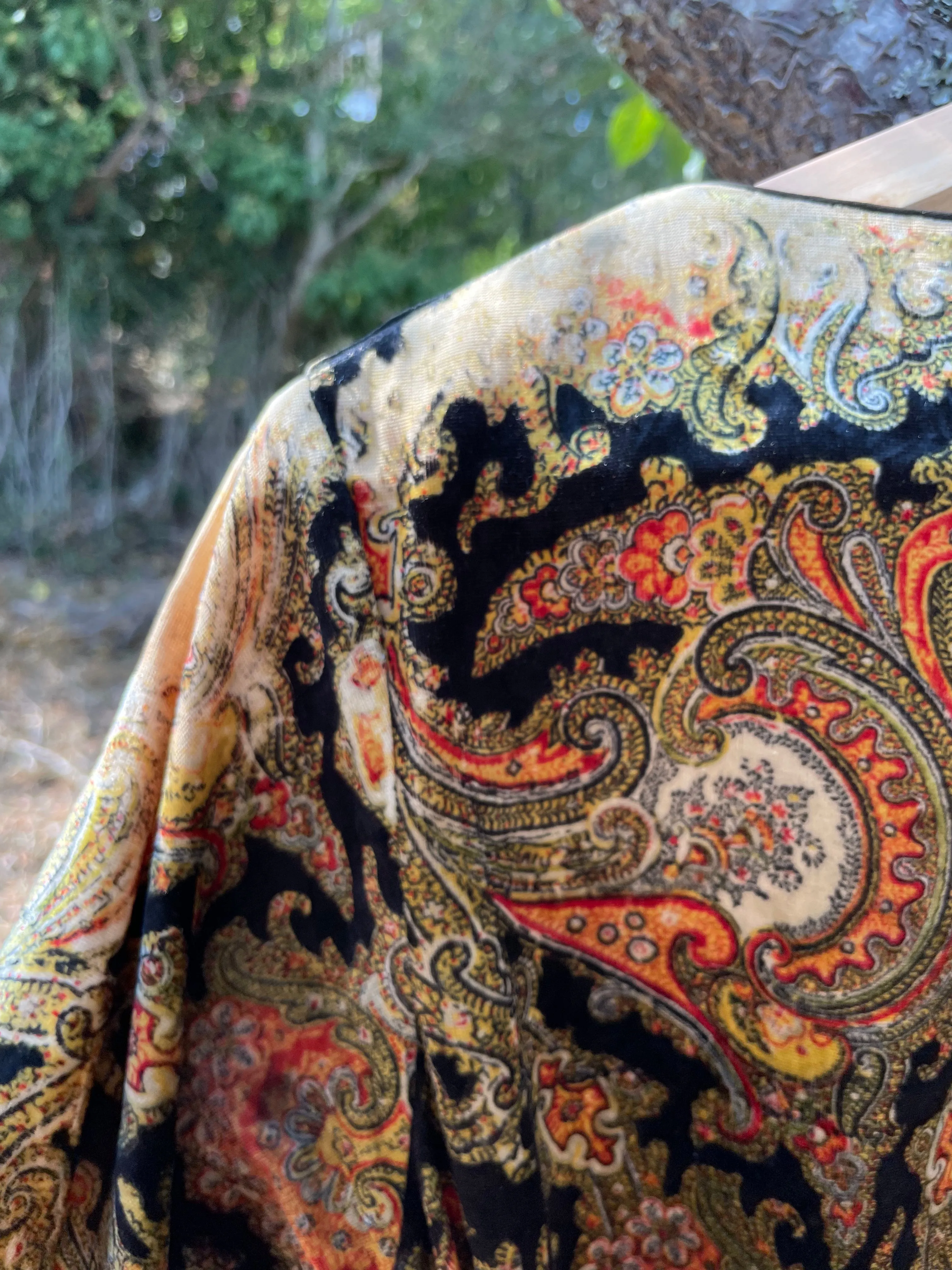 Rare 1920s Fringe Paisley Velvet Dress