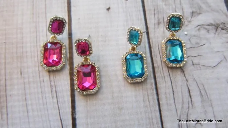 Rectangle Cushion Cut Dangle Earrings (more colors)
