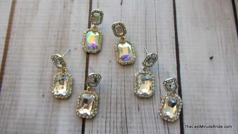Rectangle Cushion Cut Dangle Earrings (more colors)