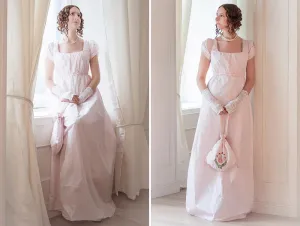 Regency historical Jane Austen inspired pink silk gown