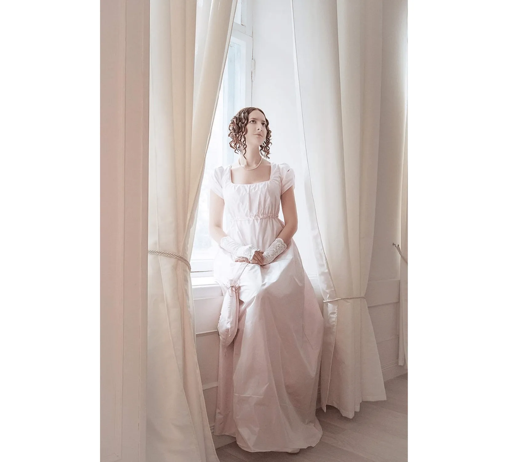 Regency historical Jane Austen inspired pink silk gown