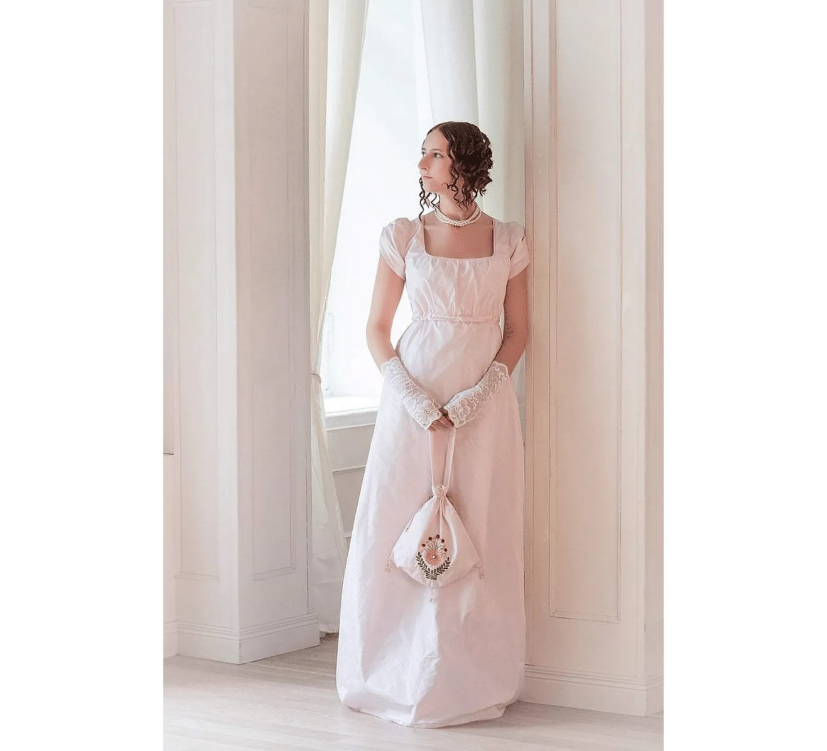 Regency historical Jane Austen inspired pink silk gown