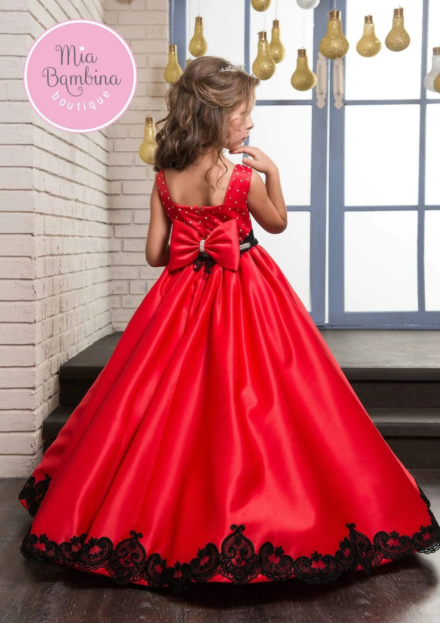 Reno - Girls Red and Black Christmas Dress