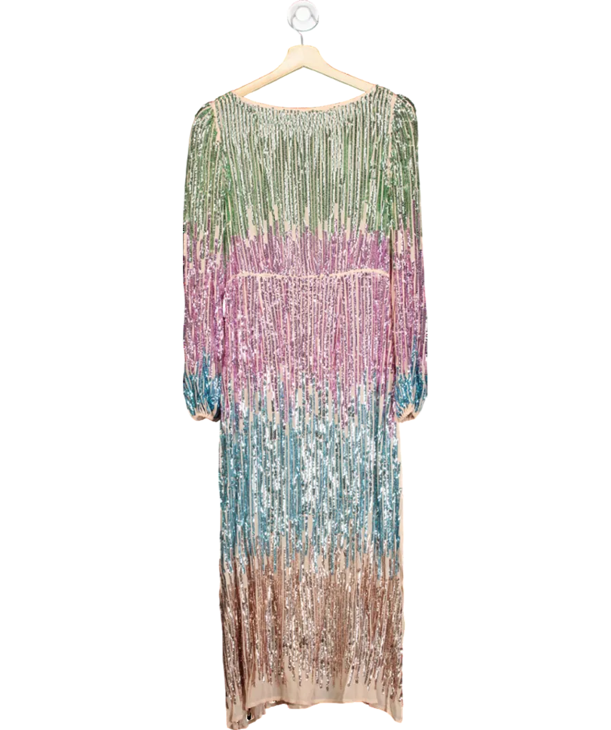 Rixo Multicoloured Rainbow Sequin Coco Dress UK S