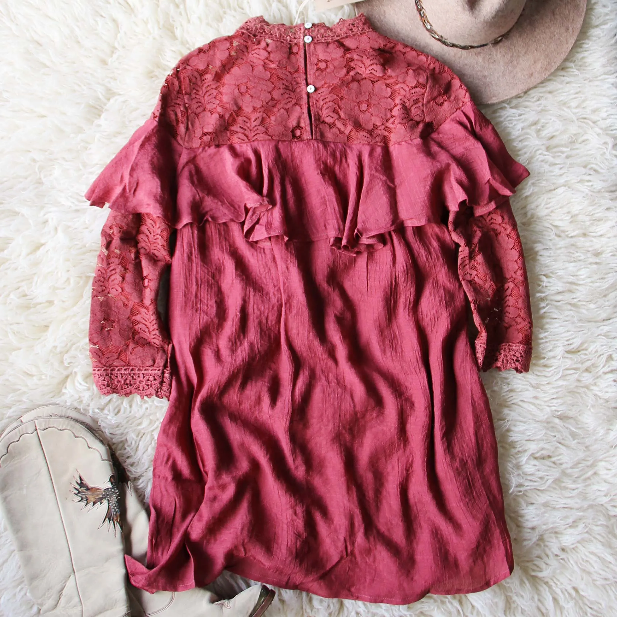 Rosalyn Lace Dress in Burgundy
