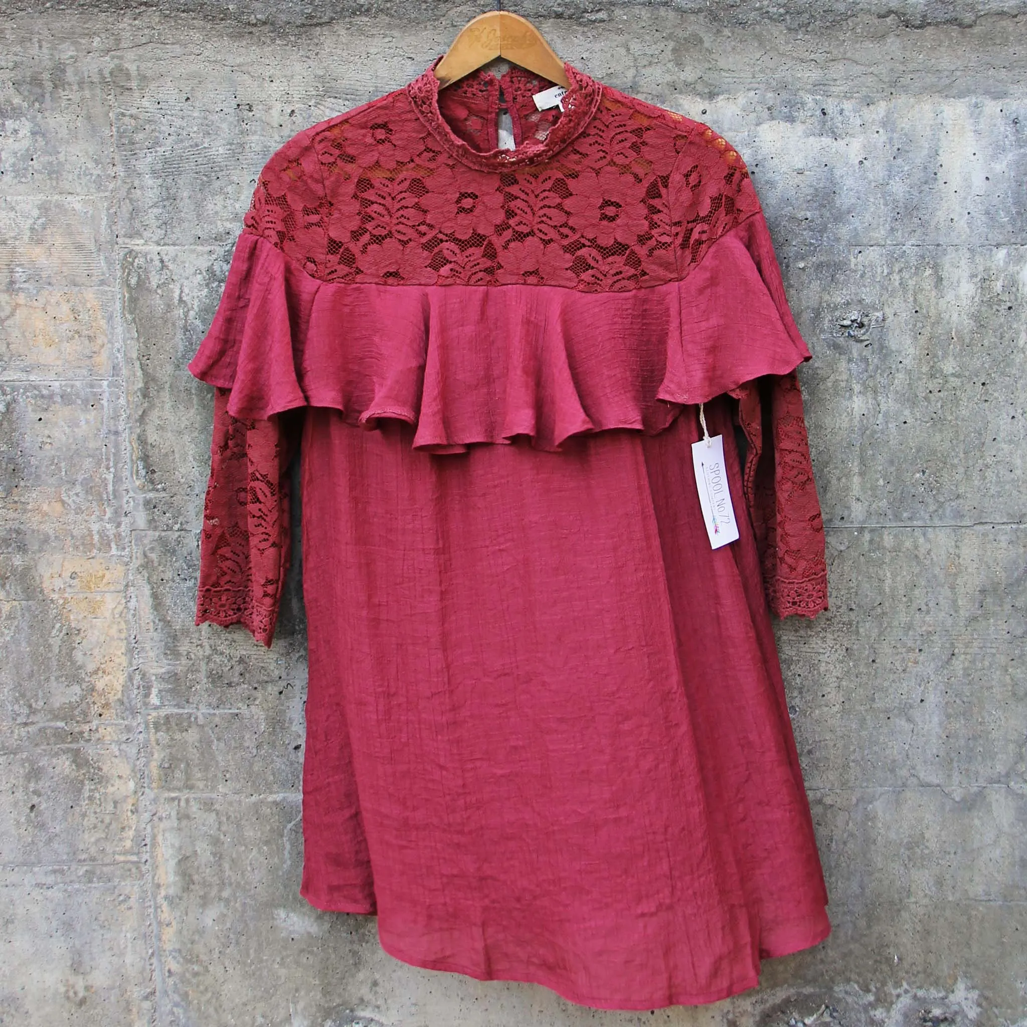 Rosalyn Lace Dress in Burgundy