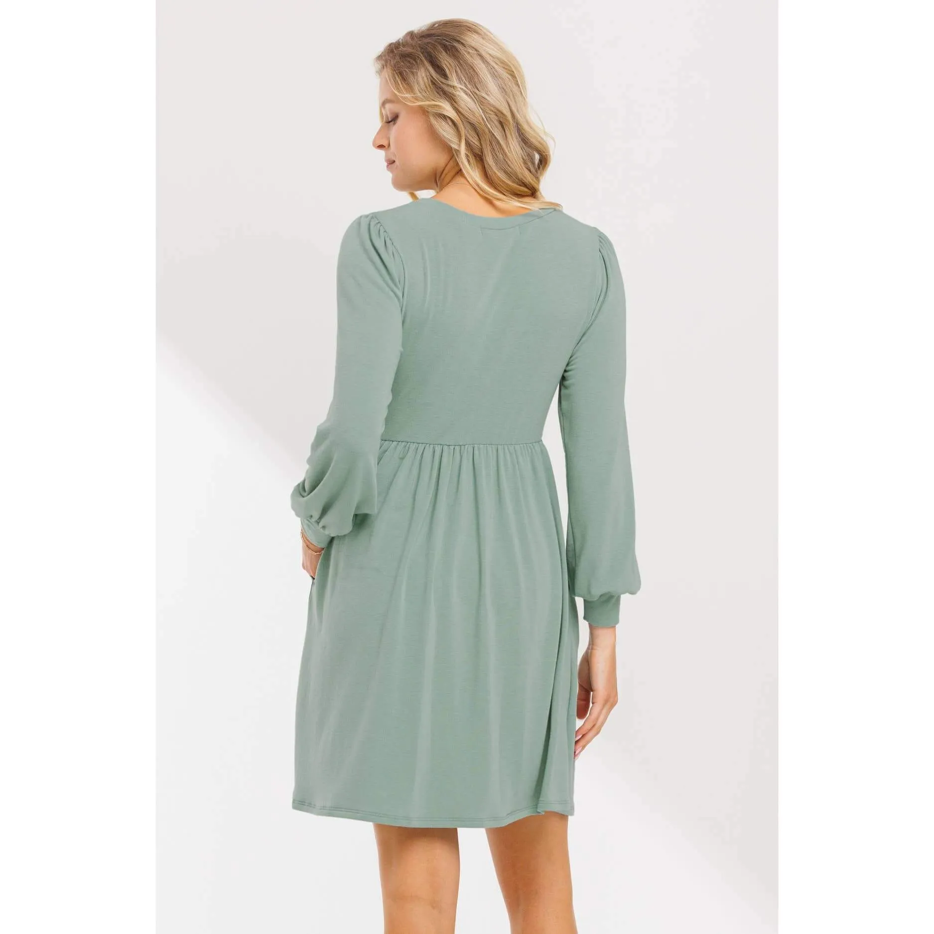 Round Neck Maternity Skater Dress with Pockets