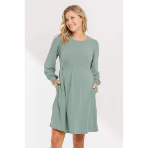 Round Neck Maternity Skater Dress with Pockets